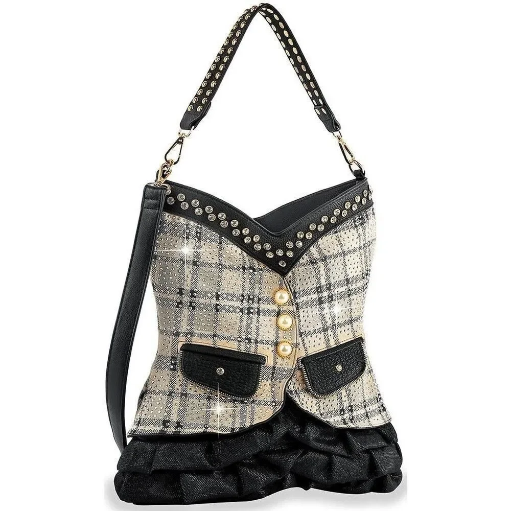 Women Beige Vest Design Tall Hobo Handbag Tote Purses Shoulder Bucket Bag